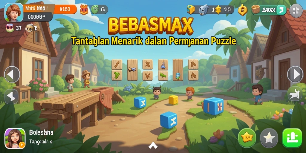 Screenshot gameplay BEBASMAX yang menampilkan teka-teki seru dan interaktif.