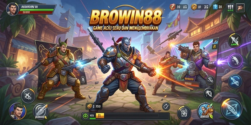 Tampilan gameplay aksi BROWIN88 yang intens dan menegangkan.