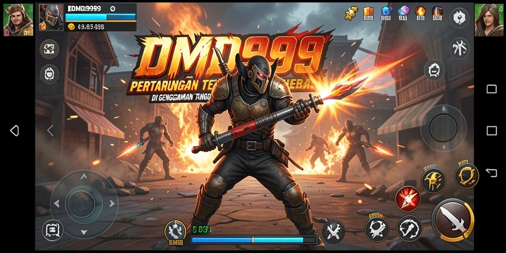Screenshot gameplay DMD999 menampilkan pertarungan yang mendebarkan.