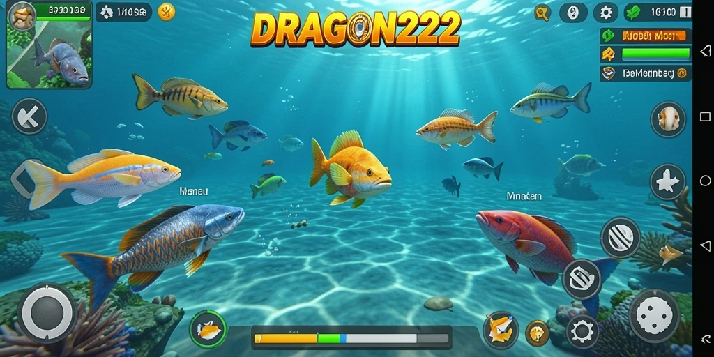 Tampilan gameplay DRAGON222 yang seru dan penuh warna saat menembak ikan.