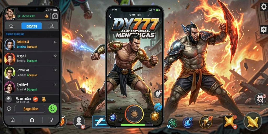 Screenshot gameplay DY777 dengan aksi pertarungan yang mendebarkan.