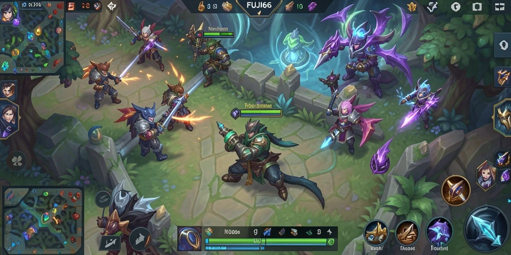 Tampilan gameplay seru di FUJI66 saat bertempur di arena.