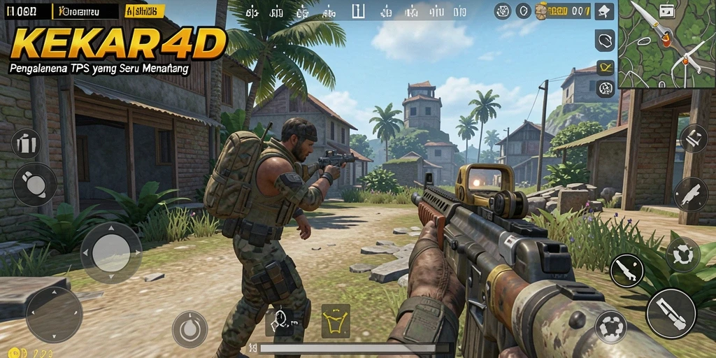 Tampilan gameplay intens dalam KEKAR4D dengan aksi tembat yang seru.