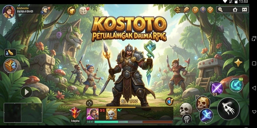 Tampilan gameplay RPG menakjubkan di KOSTOTO dengan pertarungan seru.