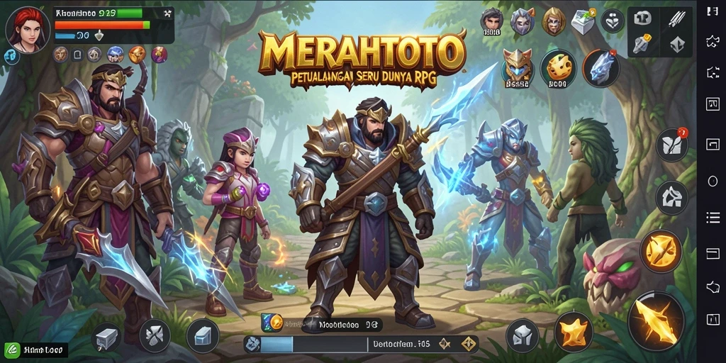 Tampilan gameplay MERAHTOTO dengan pertarungan RPG yang seru.