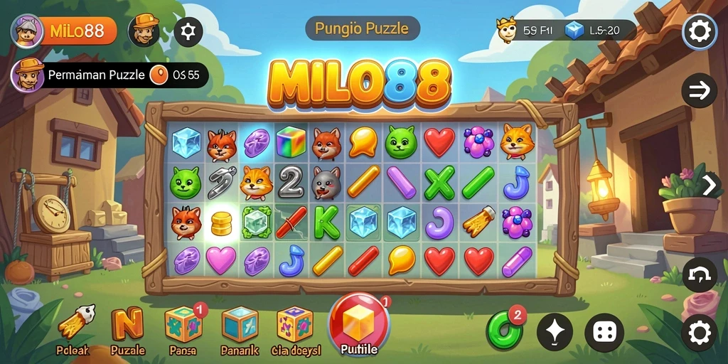 Tampilan gameplay menarik dari MILO88 saat menyelesaikan puzzle.