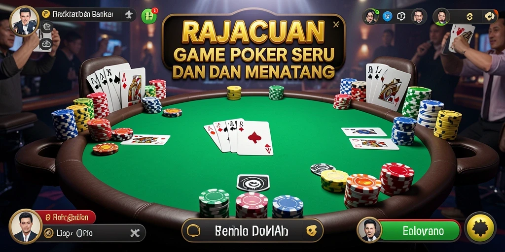 Tampilan gameplay seru di RAJACUAN dengan berbagai jenis permainan Poker.