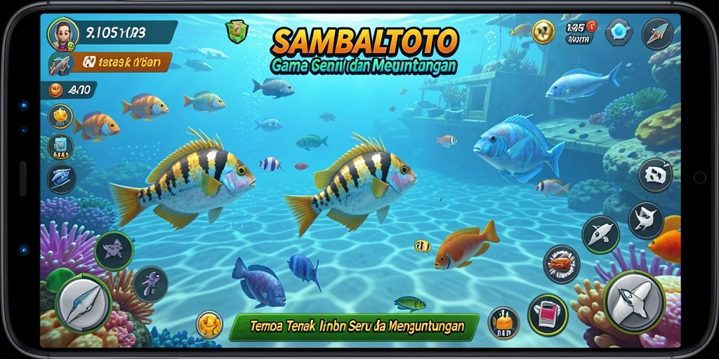 Screenshot gameplay SAMBALTOTO menampilkan aksi seru menembak ikan.