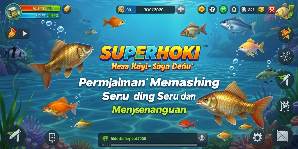 Gameplay SUPERHOKI menampilkan aksi memancing yang seru dan mengasyikkan.