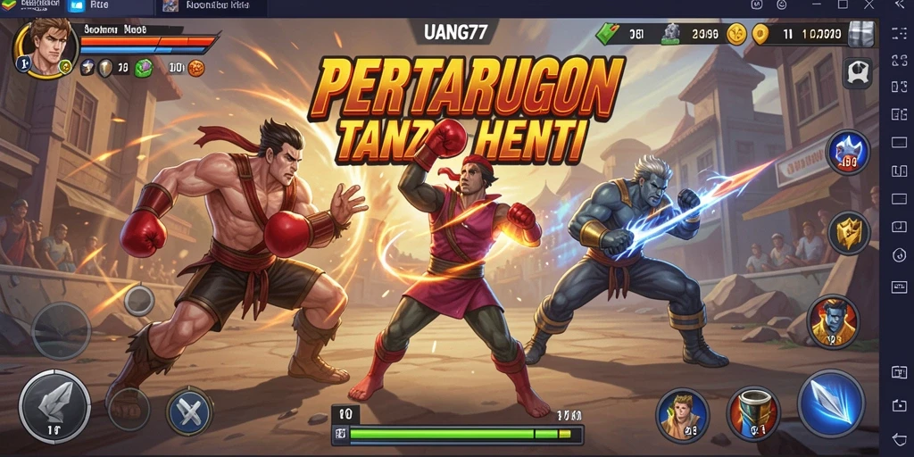 Tampilan seru dari pertarungan karakter di UANG77.